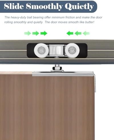 Sliding Barn Door Hardware Kit - Metal Closet Track Guide & Rollers for Pocket Doors, Fits 24-72in Doors, Ideal for Bathroom & Kitchen, 82in Length (208.3cm)