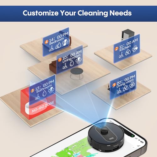 Image of Robot Vacuum and Mop Self-Emptying: 6000Pa Robotic Vacuum 5-In-1 LiDAR Navigation with No-Go Zones /Mapping for 90 Days Hands-Free Cleaning, APP /Alexa Robot Vacuum for Pet Hair & Carpet & Hard Floor