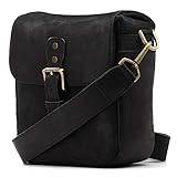 MegaGear Genuine Leather Camera Messenger Bag for Mirrorless, Instant and DSLR, Black (MG1328)