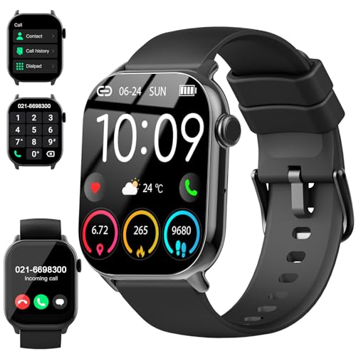 Smartwatch Herren Damen, 1,96' HD Smartwatch Damen mit Telefonfunktion, Smart Watch Fitnessuhr 113+ Sportmodi, IP68 Wasserdicht, Sportuhr mit Herzfrequenz Schlafmonitor Schrittzähler, für Android iOS