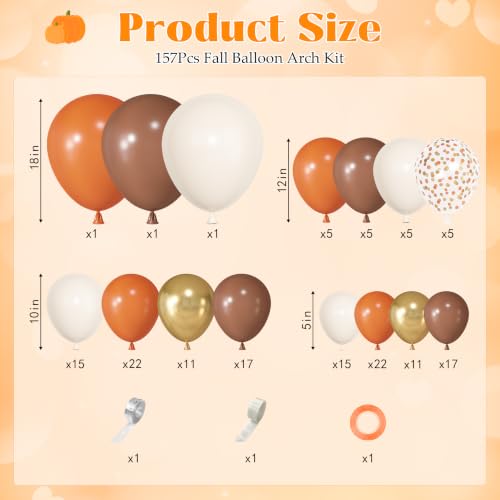 Image of Ouddy Life 157Pcs Fall Balloons Garland Arch Kit Thanksgiving Autumn Decor