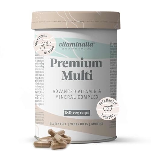 Multivitaminas y Minerales para Todos de Vitaminalia | 180 Cápsulas Vegetales - Todas las Vitaminas y Minerales - Sin Hierro ni Yodo | No-GMO, Vegano, Sin Gluten | Envase Eco-Friendly