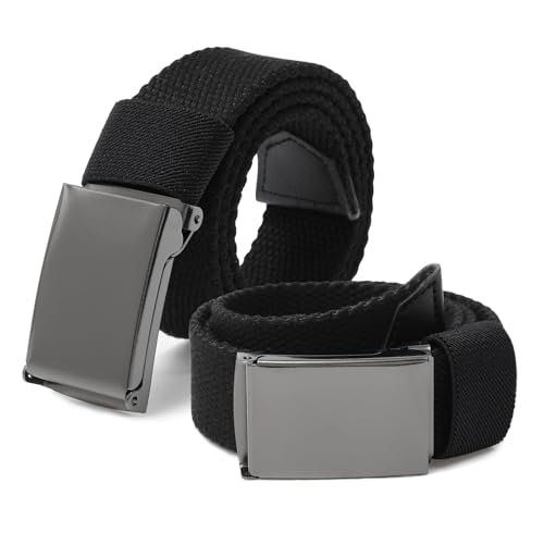 Coubeau Kindergürtel Jungen - 2 Stück Schuluniform Cotton Gürtel Verstellbarer Schnallengürtel für Kinder von 3-15 Jahren