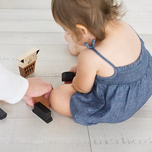 Wee Gallery Animal Tower Block Set - Wooden Building Blocks, Learning Toy Promotes Cognitive & Motor Skills Development, Quality Wood Pieces Perfect For Toddler, Kids #TOP6