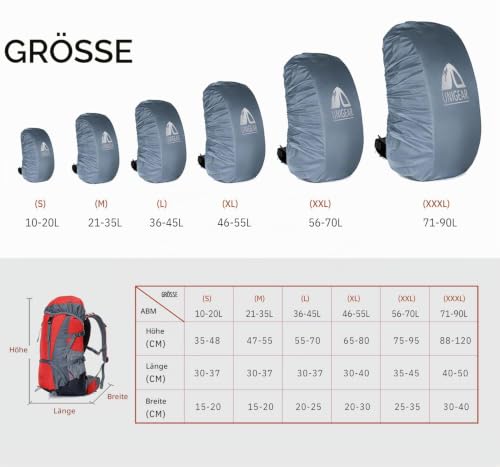 Unigear Rucksackhülle, reflektierend, gegen Regen, 10 – 90 l, wasserdicht, staubdicht, Abriebfest, langlebig, für Camping, Wandern, Reisen… – Ansicht 3