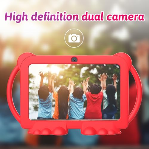 Image of 2026 Tablet for Kids, Android 12 Kids Tablets 7 inch, 4+32GB ROM(1TB Expand), Toddler Tablet with Parental Control, BT, WiFi, Dual Camera, Shockproof Case, Kids APP Preinstalled, Education(Red)