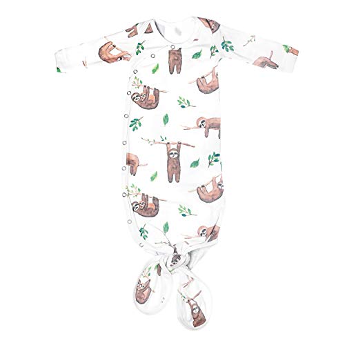 Image of Copper Pearl Baby Gown - Knotted Newborn Sleepers for Baby Boy and Girl, Soft Stretchy Long Sleeve Infant Gowns with Bottom Tie and Hand Mittens, Perfect Hospital Coming Home Outfit (Noah)
