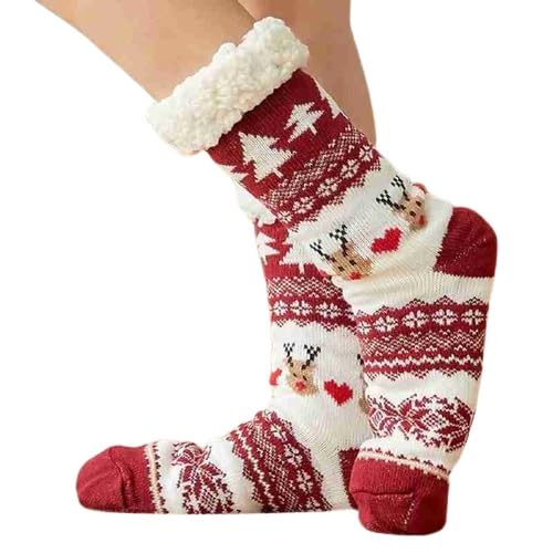 alexvyan 1 Pair Soft & Cozy Thermal Crew Slipper Winter Thick Warm Fleece Lined Socks (Without Thumb) for Girls Ladies Women-picture-34