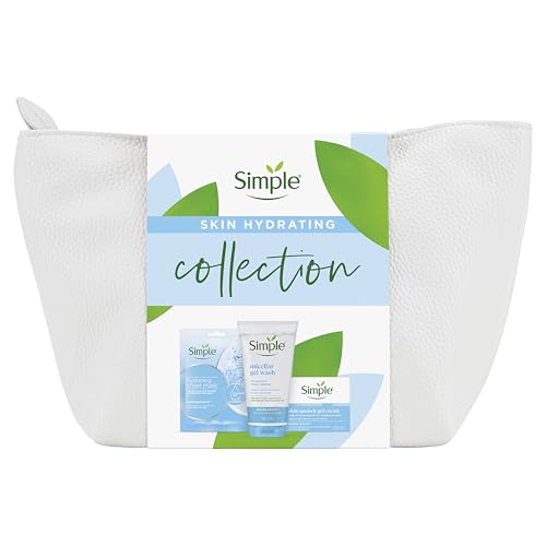 Simple Skin Hydrating Collection 3 piece Gift Set with a beauty product bag including Face Wash Sheet Mask & Moisturiser