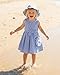 Toddler 3t Girls Clothes 2t Dress Blue Bow Striped Sleeveless Sun Dresses Summer Little Girl Fashion Dress 2-3t with Sunhat Cute Causal Beach 2 Year Old Girl Outfits