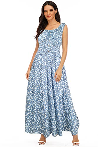 Image of OSTOO Women's 2026 Summer Boho Floral Print Tiered Casual Flowy Long Maxi Dress