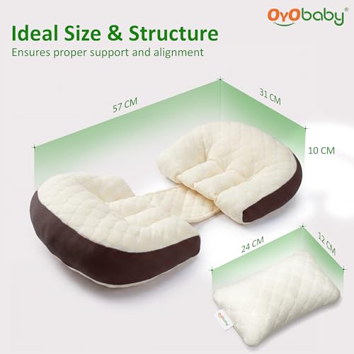 Image of OYO BABY Adjustable H-Shape Pregnancy Support Pillow | Velcro-Fit Back & Belly Support for Side Sleeping | Relieves Waist, Hip & Back Pain | Compact Maternity Body Pillow for Comfort - Coffee