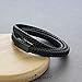 555Jewelry Stainless Steel Braided Double Wrap Leather Twist Rope Chain Cord Adjustable Magnetic Clasp Simple Men Women Unisex Fashion Jewelry Accessory Bangle Bracelet, Black & Black 9 Inch