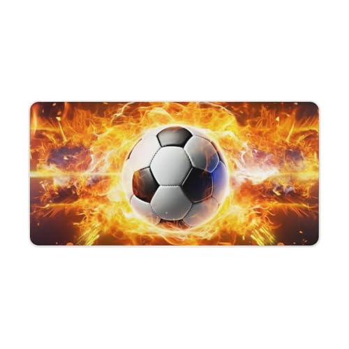 Burning Soccer Ball Desk Pad protector grande de escritorio miniatura 1