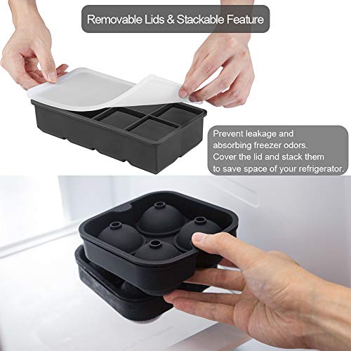 3D Skull Ice Mold-5Pack,Easy Release Silicone Mold, Ice Cube Trays Silicone Mold - Easy Release Ice Cube Molds Sphere Ice Ball Maker With Removable Lid And Large Square Ice Molds Reusable And Bpa Free #TOP4