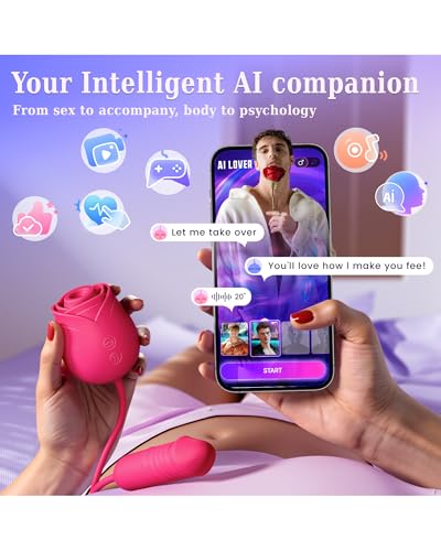 Image of MOOLIGIRL Rose Toy Women Sex Toys, Sucking Vibrator & Thrusting Didlo with 10 Vibration Modes, APP Control Clitoral, Nipple Sucker & Anal, G-Spot Stimulator, Adult Toy with AI Lover for Solo & Couples
