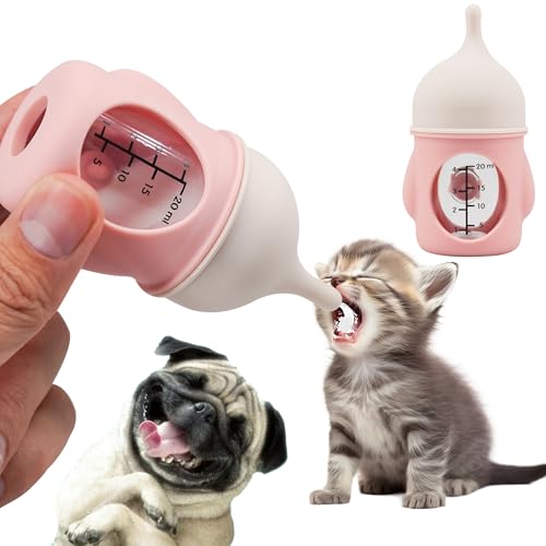 Puppy Bottles for Nursing，Kitten Bottles for Nursing，Pet Feeding Bottle，(Pink- 20ml)