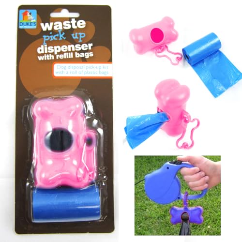 Waste Pick Up Poop Bags Bone Shape Pet Dog Cat Dispenser Refill Roll Clean Up !