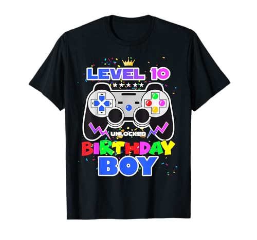 Nivel 10 Desbloqueado Birthday Boy Videojuego 10 cumpleaños Camiseta