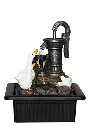 Creative Touch Fountain Edition Jemima Water Fountain with LED Light | Size 21 * 17.5 * 25 Cm | Dual USB & 3 Pin UK Plug Included