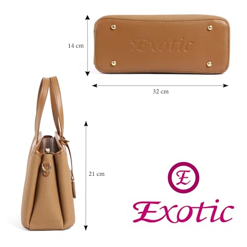 Image of EXOTIC Evara Structured Satchel Handbags with Adjustable & Detachable Strap | Textured Finish | Multi-Compartment | Premium Everyday Carry