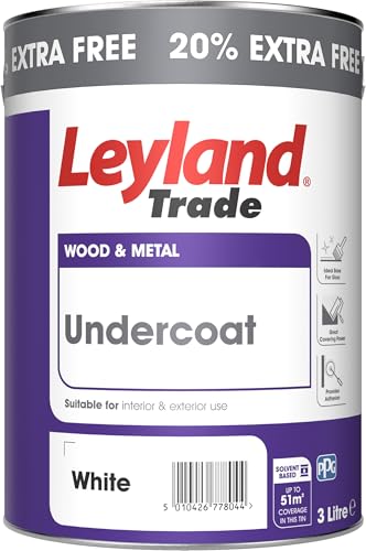 Leyland Trade - White - Wood & Metal Undercoat - 20% Extra Free - 3L