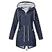 Produktbild iHENGH Damen Herbst Winter Parka Mantel Warm bequem Solide Regenjacke Outdoor Jacken Wasserdicht mit Kapuze Regenmantel Winddicht Coat EU-42/CN-M,Marine