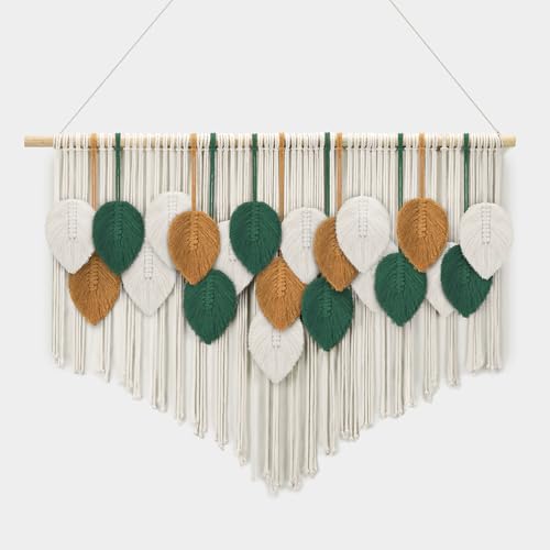 Tempospark Large Macrame Tapestry Wall Hanging, Boho Leaves Tassels Tapestries