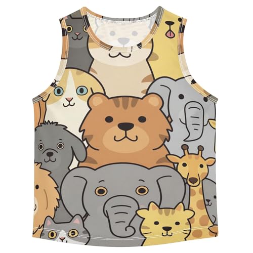 Animals Tank Top for Boys Sleeveless Kids Vest Kids Casual T Shirts for Biking Jogging Beach 3T