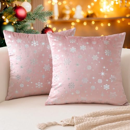 Ohok Weihnachten Gold Heißpräge Samt Kissenbezug, 2er Set Dekorativ...