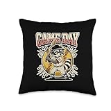 Funny Trash Panda Softball Game Day Raccoon Batter Throw Pillow