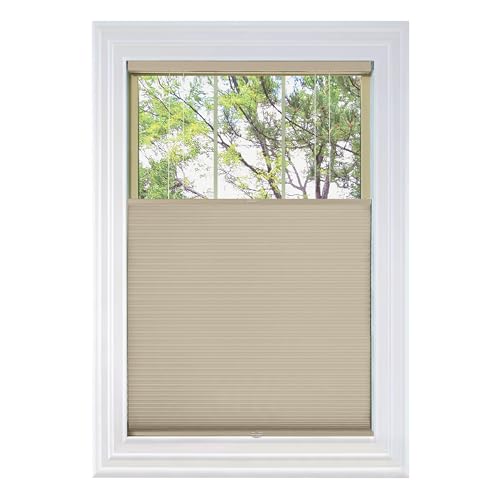 BlindsAvenue Cordless Top Down Bottom Up Cellular Honeycomb Shade, 9/16" Single Cell, Blackout, Fawn, Size: 28.5" W x 72" H