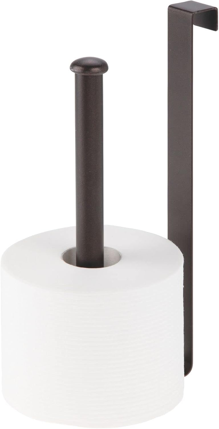 mDesign Metal Wire Over The Tank Toilet Tissue Paper Roll Holder Dispenser and Reserve for Bathroom Storage and Organization - Hanging, Each Holds 2 Rolls - Bronze