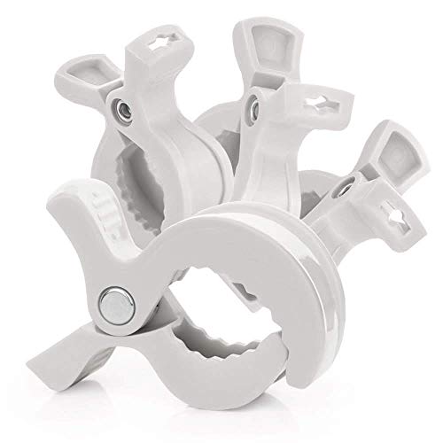 RUBY - Pinças carrinho de bebé, clipes de assento de carro ou cobertores, ganchos para carrinho LAT clipes para musselina e brinquedos,  4 Pcs Cinzento pastel