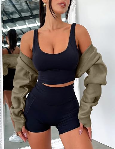 Image of Amarmia Women's Bolero Sweater Shrugs Y2K Open Front Workout Sweatshirt Long Sleeve Crop Tops