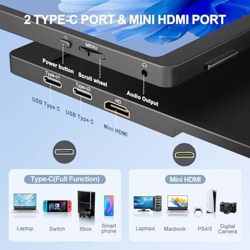 MOMODS 18.5 Inch Portable Monitor, 120Hz 1080P FHD 100% sRGB USB-C HDMI Portable Travel Second Screen Monitor for Laptop, Portable Display with Smart Cover, VESA Compatible - Image 6