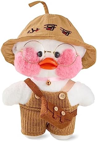 QCOTNG Duck Stuffed Animal Soft Cute White Plush Toy with Outfits and Accessories to Removable Dress Up Clothes Best Birthday for Kids Girls Boys (12inch/30cm) (White Duck, Single Suit)