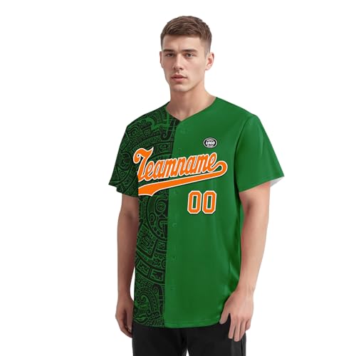 Custom Aztec Print Baseball Jersey, Mexican Cultural Pattern Softball Shirts for Streetwear Athletic miniatura 6