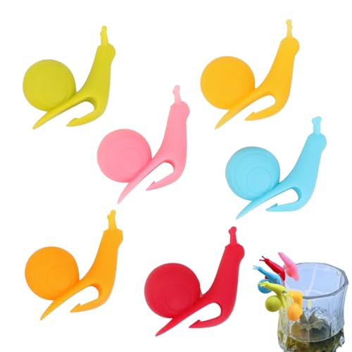 Aznever Soportes para bolsitas de té de Silicona,Soporte para bolsitas de té para Taza | 6 uds Soporte para Bolsa de té de Silicona con Forma de Caracol Bonito de Calidad alimentaria - Marcador