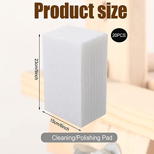 20 Pieces White Scrubbing Pad Non Woven Pads Scouring Pad Non Scratch Multipurpose Scouring Sponge Abrasive Hand Pad Multi Surface Scrubber Pads For Cleaning Polishing (6 X 9 Inch) #TOP1