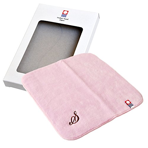 ブルーム (ギフト) 今治タオル 認定 イニシャルハンカチ 1枚 箱入り タオルギフト プチギフト かわいい イニシャル ハンドタオル 今治 タオルハンカチ (ピンク, イニシャル S) (ポスト投函)