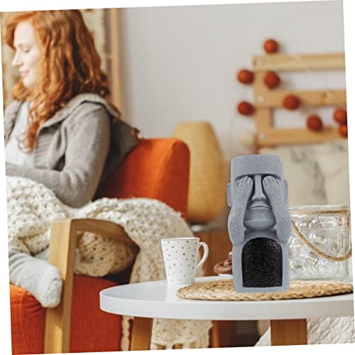 Tofficu Easter Island Stone Man Outdoor Decor Work Desk Decor Outdoor Statues Easter Island Garden Statue Face Head Planter Ancient Temple Decor Home Decoration Resin Crafts Statues Giant #TOP6