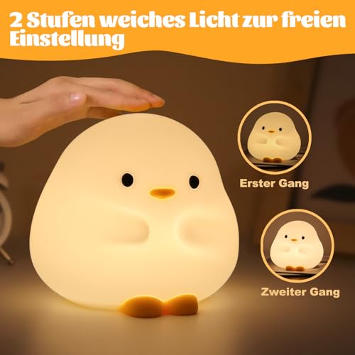 Image of Rytinazzz Silicone Night Light for Baby, 50H Long Battery Duck Lamp, Gift for Kids, Soft Safe Nursery Light, Rechargeable Tap Control, Dimmable Bedside Lamp