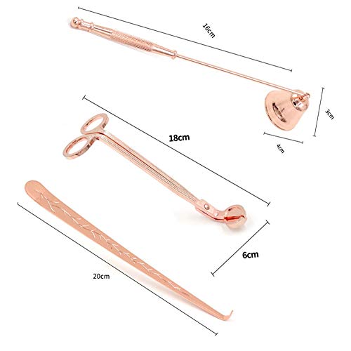 Candle Accessory Set - Candle Snuffer Wick Trimmer Wick Dipper, 3Pcs Stainless Steel Candle Tool for Candle Lovers (Rose Gold)