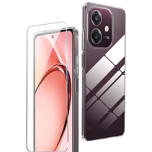 Los 8 mejores móviles por menos de 100 euros en 2025 38 Rojeuinn Funda para OPPO A40/A40m/A60 5G, + 1 Pack Cristal Vidrio Templado, Protector de Pantalla Ultra Claro, dureza 9H, Funda Protectora Suave y Ultrafina a Prueba de Golpes -Transparente
