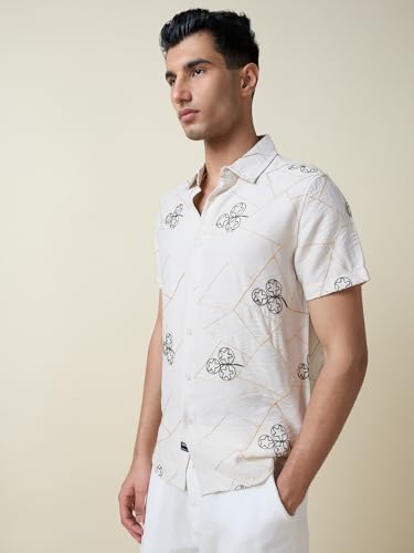 Image of Thomas Scott Men Premium Embroidered Slim Fit Casual Shirt