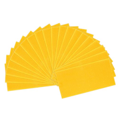 BeeCastle 20pcs Yellow Beehive Beeswax Coated Foundation Sheets Waxed Foundation for Bee Frames 8-1/2-Inch Plastic Bee Hive Foundation Sheets for Deep Beehive Frames