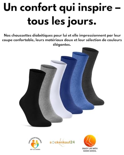 Chaussettes diabétiques sans élastique légères pour la marche à pied - 6
