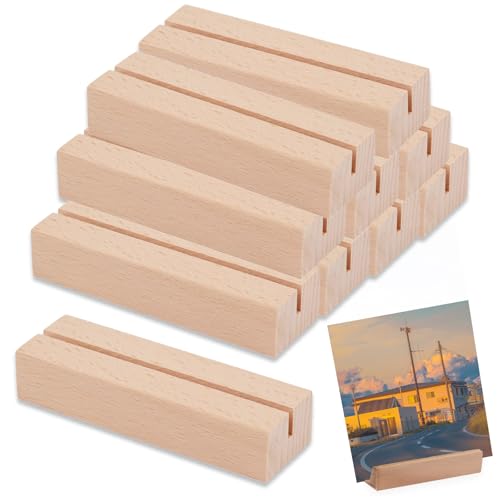 BonTiady 10 Stück Kartenhalter holz, Robuster Platz tischkartenhalter, Menükartenhalter, Postkartenhalter, Fotokartenhalter für Hochzeiten, Bankette, Parteien und Restaurant(10 x 3 x 2 cm).