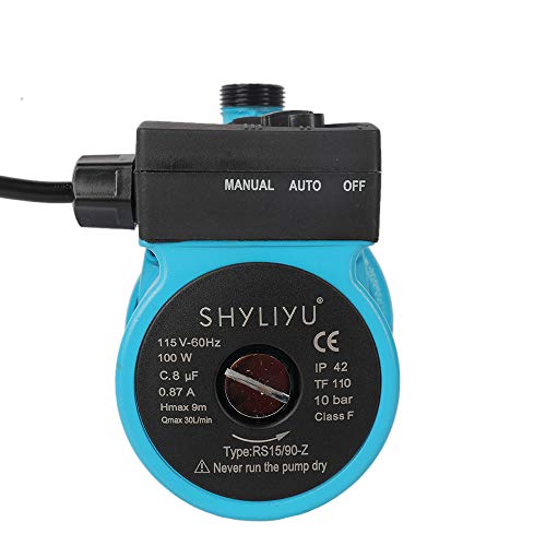 SHYLIYU 115V/60HZ 100W 3/4 inch Outlet Automatic Pressure Booster Pump Hot Water Recirculating Pump Cast Iron Circulator Circulation Pump…